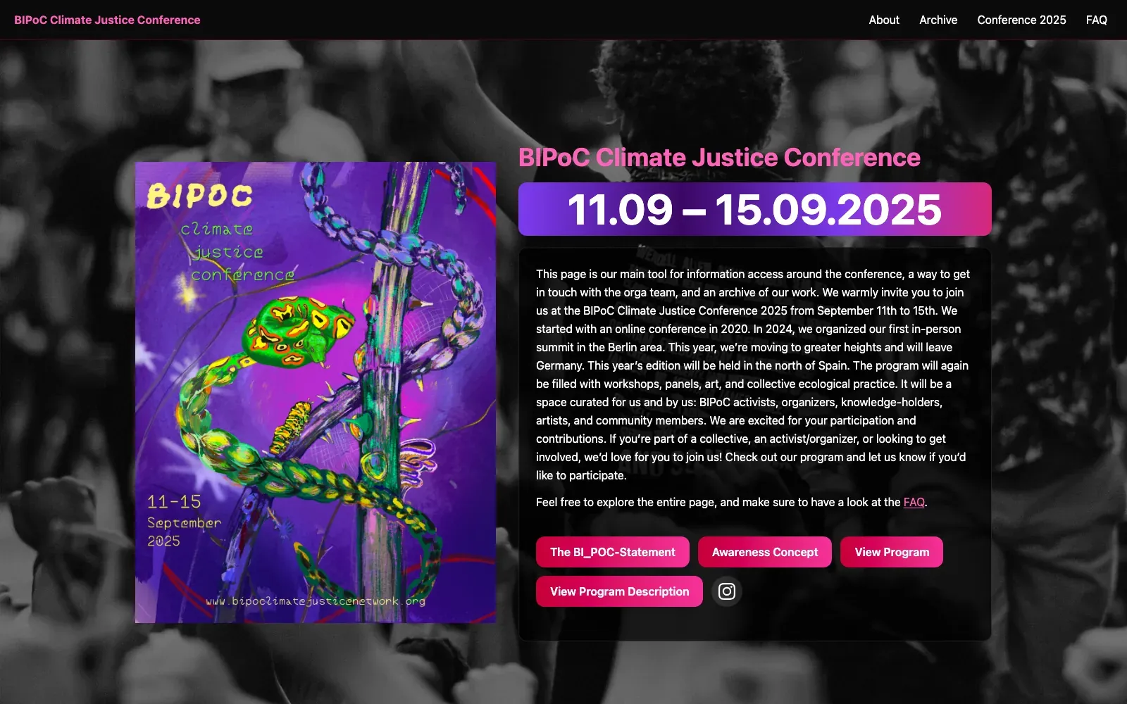 BIPoC Climate Justice Conference screenshot